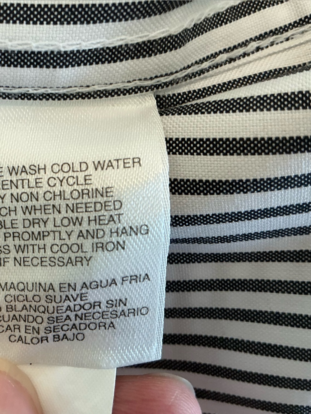 Jones New York Signature Non-Iron Striped Button Down Shirt Charcoal White L - Picture 8 of 9